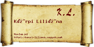 Kárpi Liliána névjegykártya